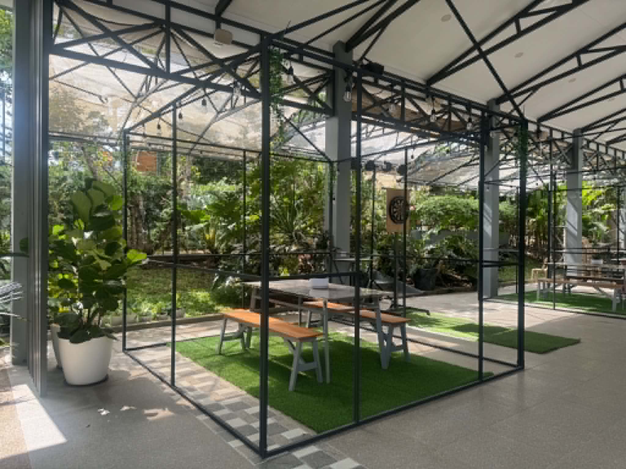 Villa 1 shaded garden pavilion